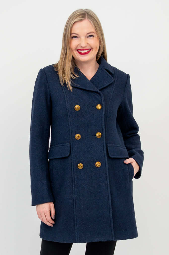 Vicky Coat, Navy, Boiled Wool – LTD CAD Retail Blue Sky Clothing Co Vicky Coat, Navy, Boiled Wool – LTD CAD Retail Blue Sky Clothing Co