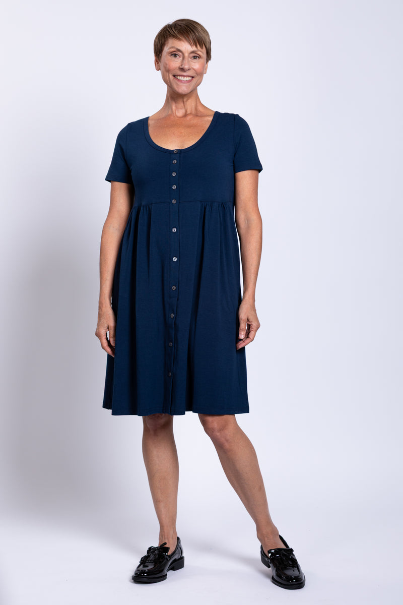 Nelly Short Sleeve Dress, Indigo, Bamboo – LTD CAD Retail Blue Sky