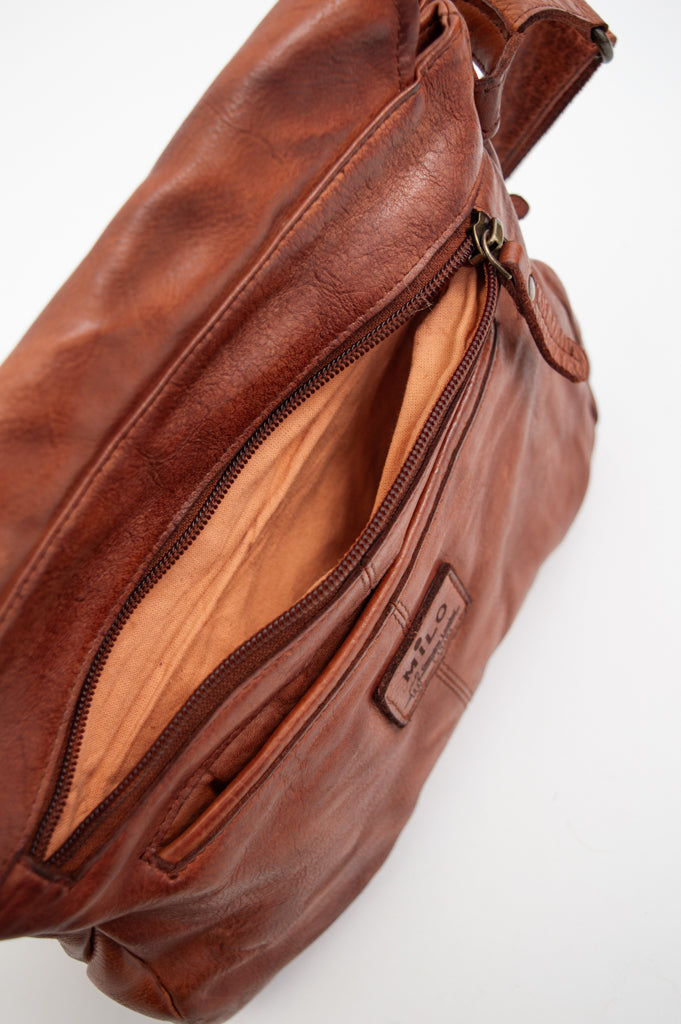 Handbag 098, Cognac, Leather
