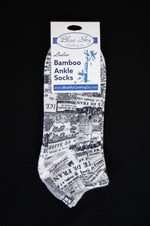 Ladies Ankle Bamboo Socks, Assorted Prints - Spring Summer