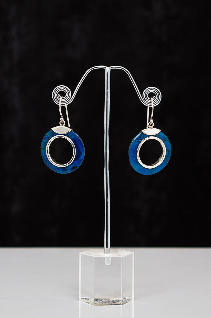 Blue Pava Shell Earrings - 168