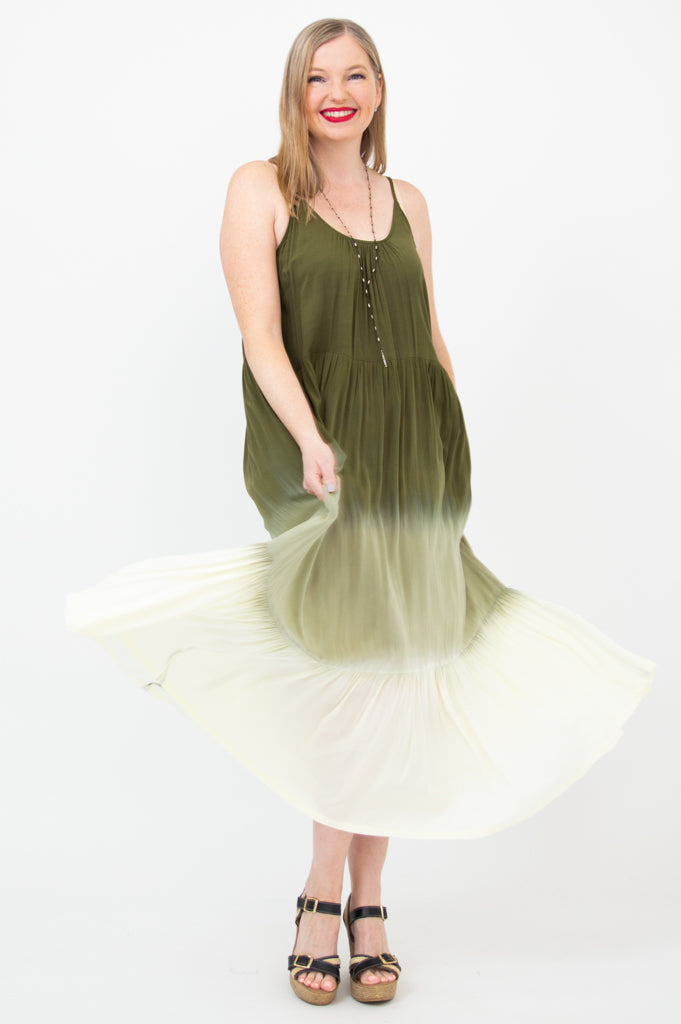 Boha Dress, Green Dip-Dye – LTD CAD Retail Blue Sky Clothing Co