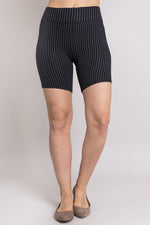 Hallie Shorts, Blk/Grey Stripe, Bamboo