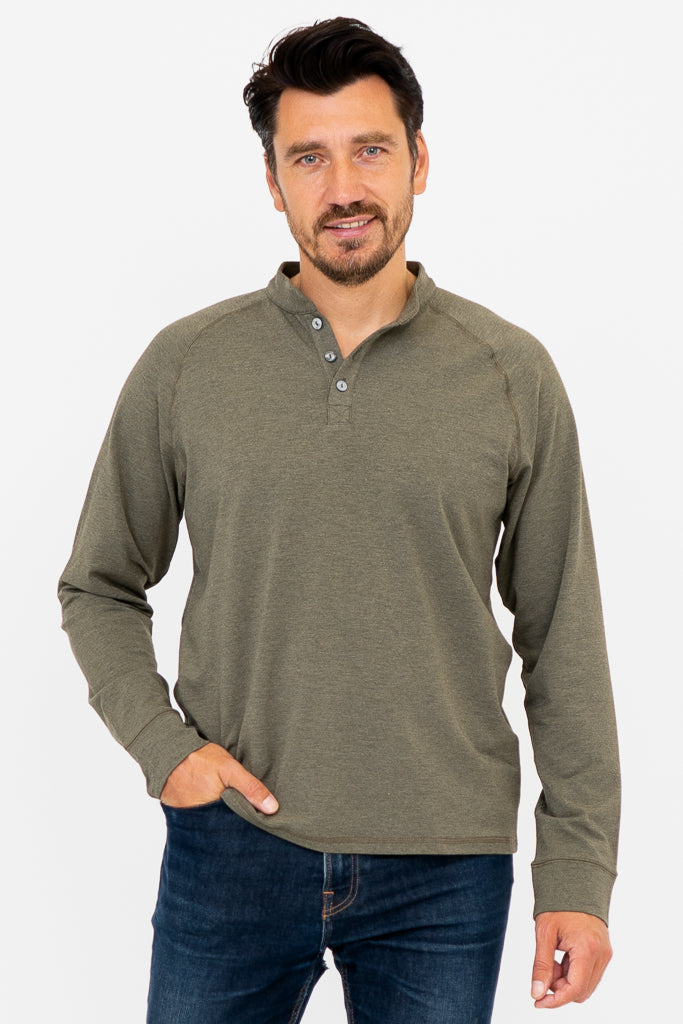 Henley Men's Shirt, Yarn Dye Khaki, Bamboo – LTD CAD Retail Blue