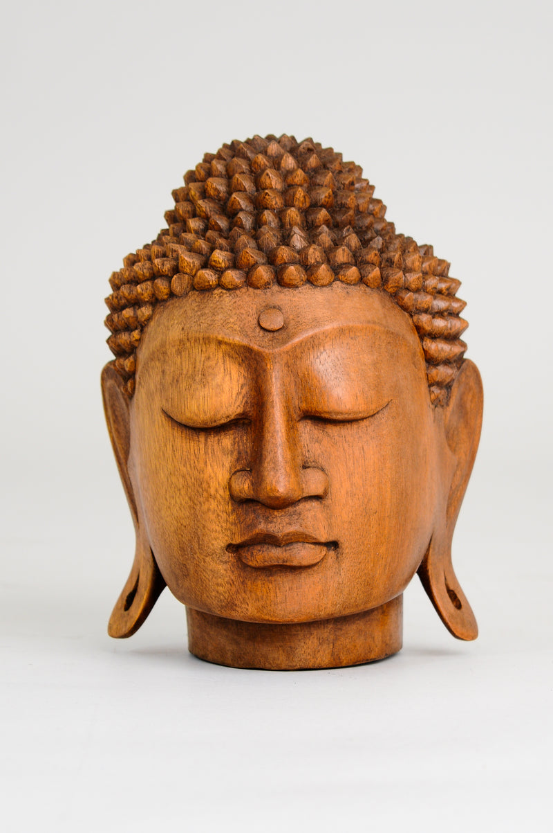 Hand Carved Wooden Buddha Head