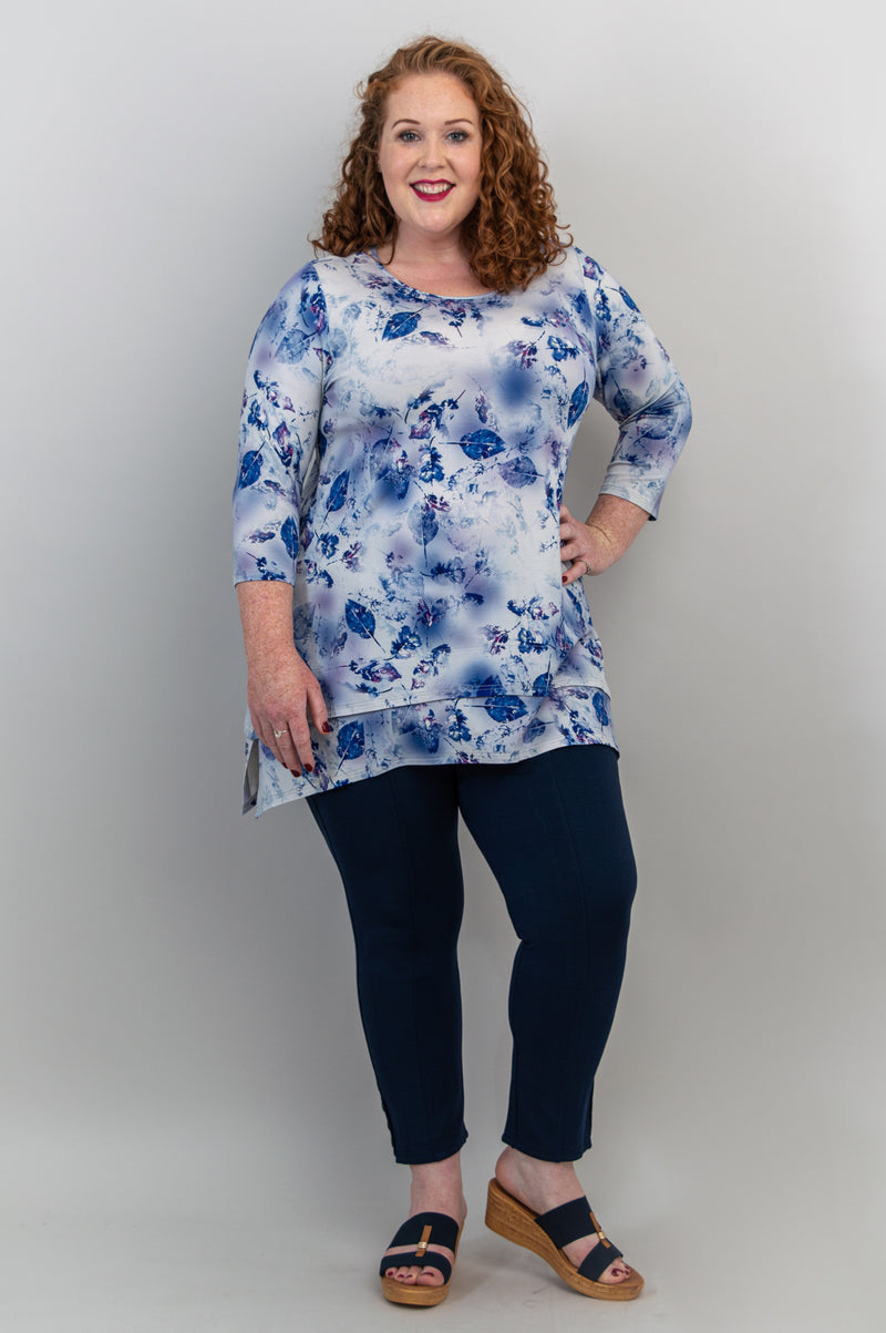 Kindness 3/4 Tunic, Blue Whispering, Bamboo - Final Sale