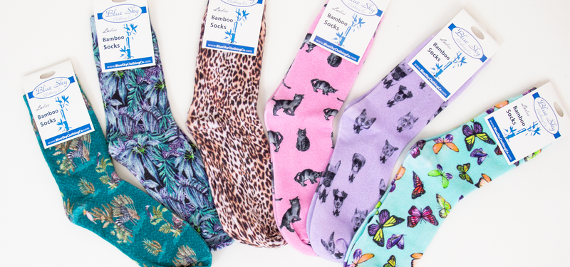 Step Up Your Style with Blue Sky Clothing’s New Printed Bamboo Socks!