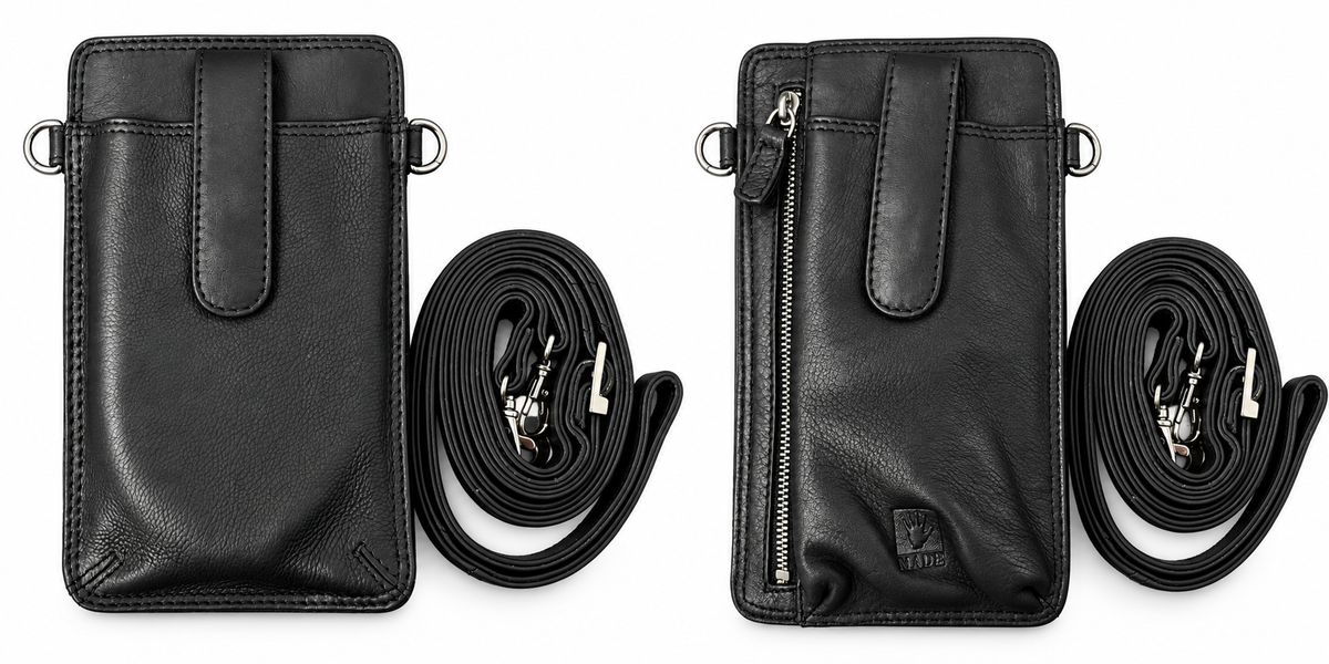 Adrian Klis 1696 Petit sac à bandoulière pour téléphone, Noir, Cuir