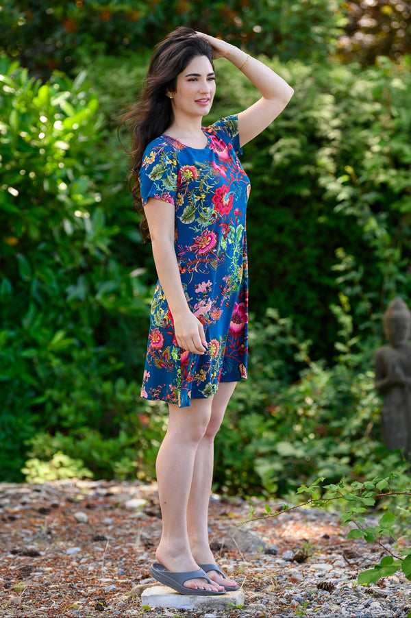 Robe T-shirt, Fantaisie sarcelle, Bambou