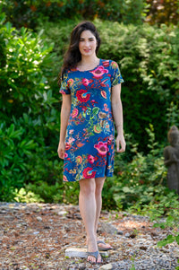 Robe T-shirt, Fantaisie sarcelle, Bambou
