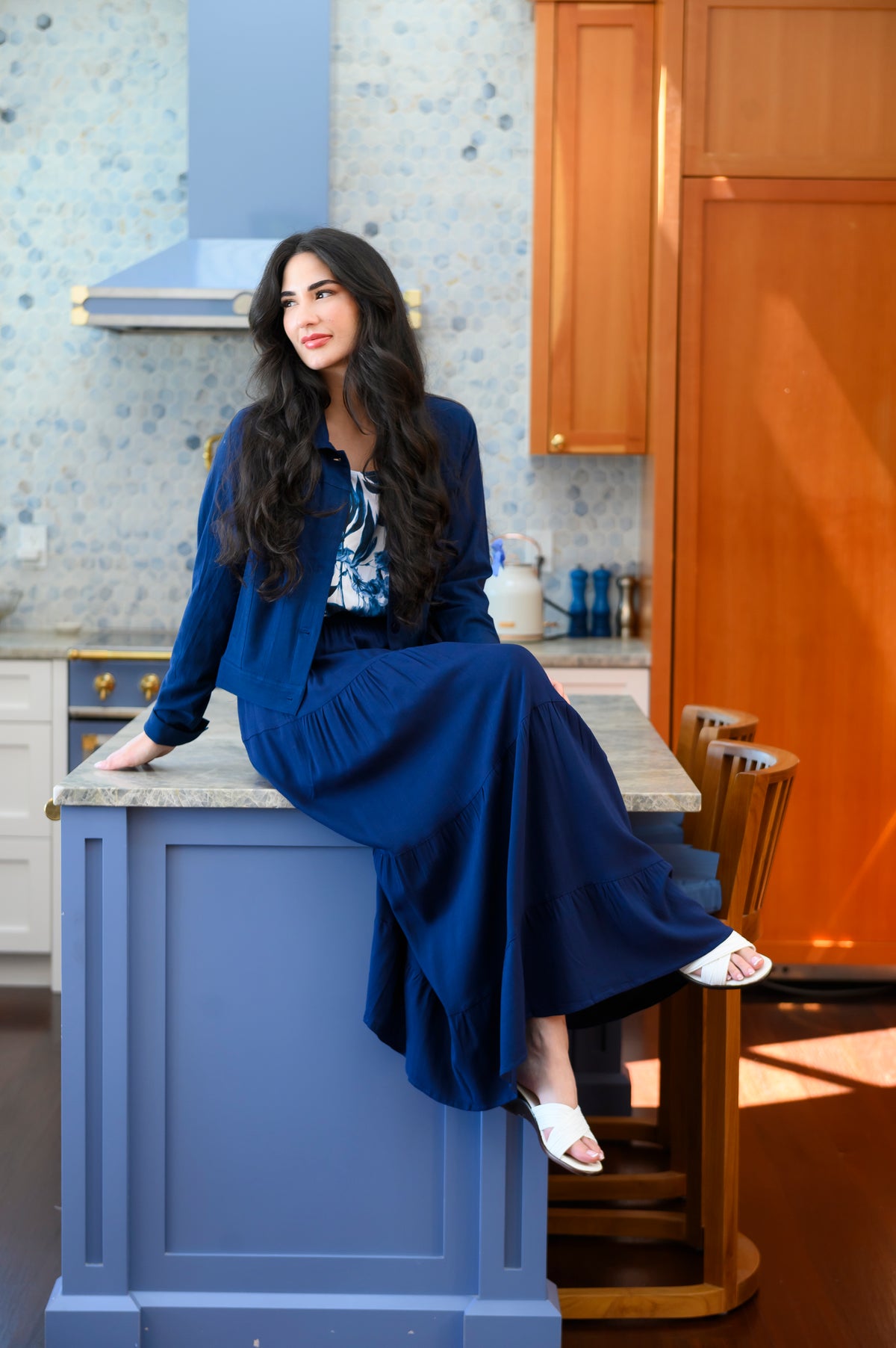 Roma Skirt,  Indigo, Linen Bamboo
