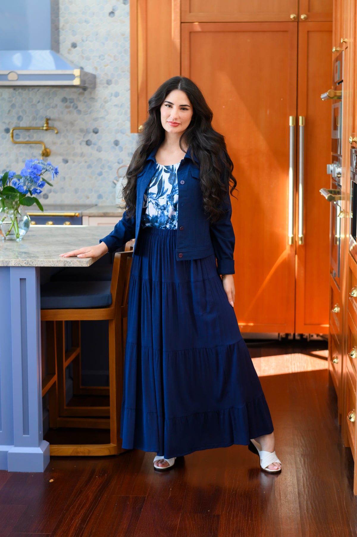 Roma Skirt,  Indigo, Linen Bamboo