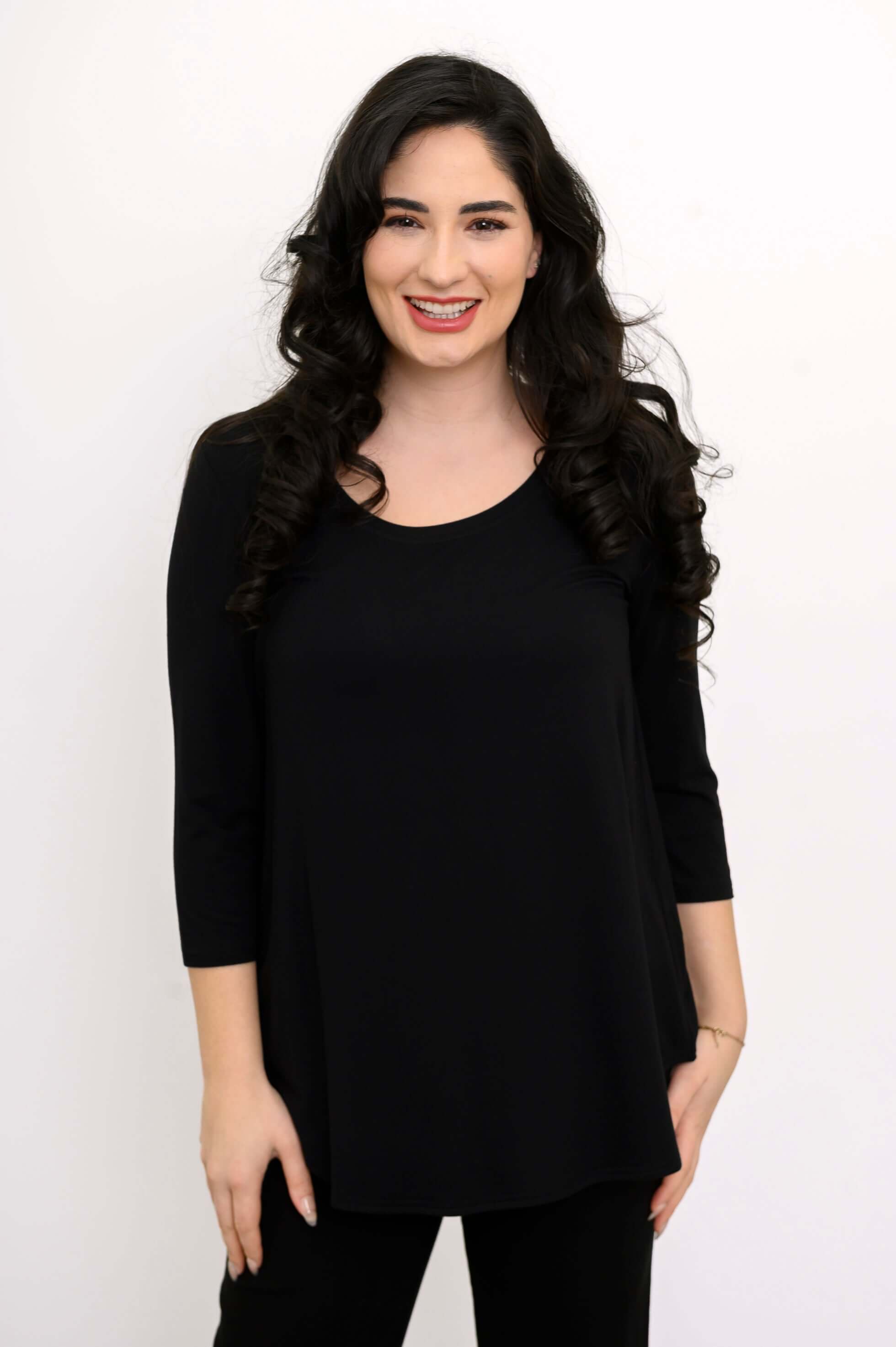 Jazz 3/4 Slv Top, Black, Bamboo – LTD CAD Retail Blue Sky Clothing Co