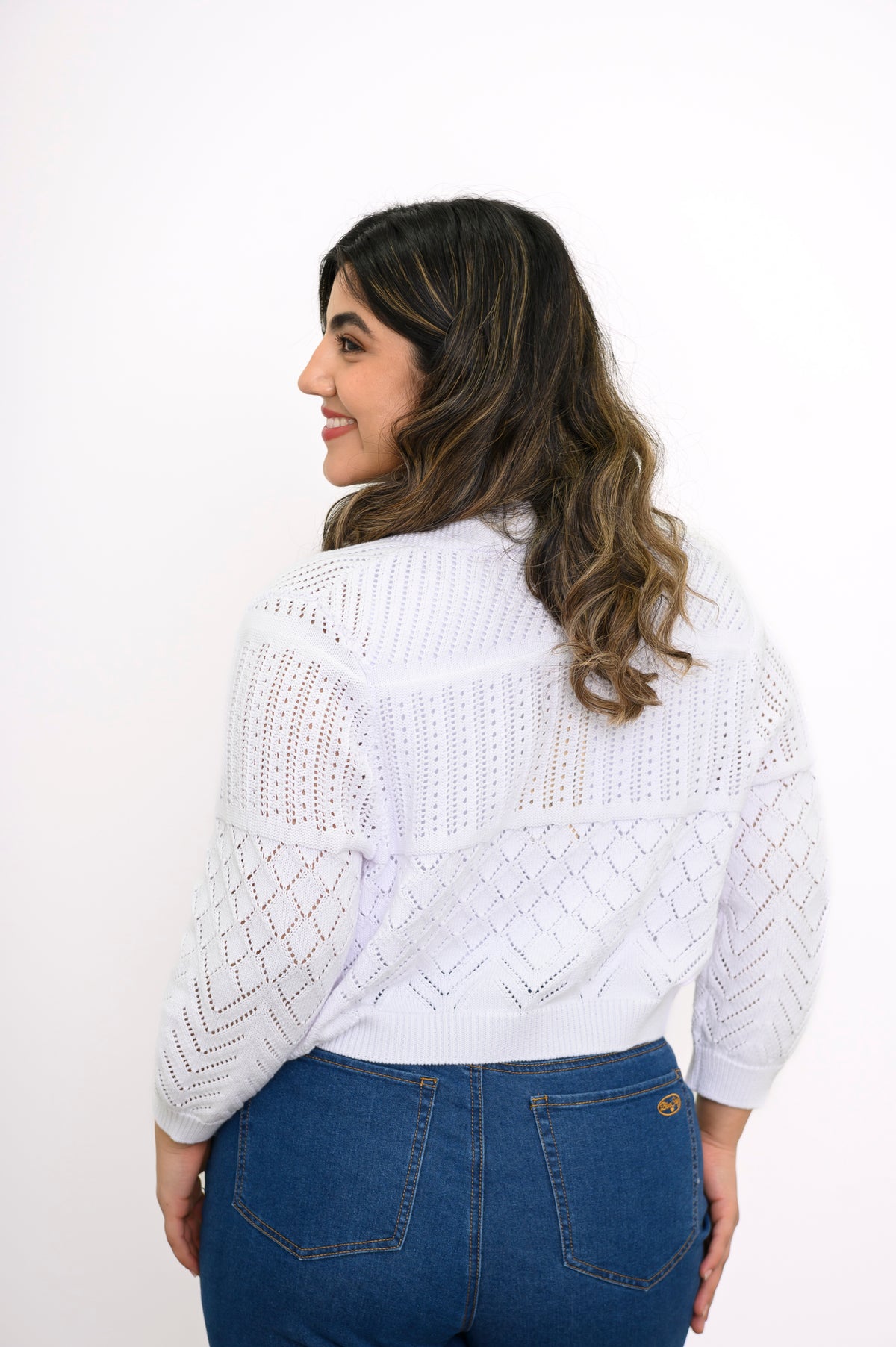 Aldi Sweater, White, Cotton