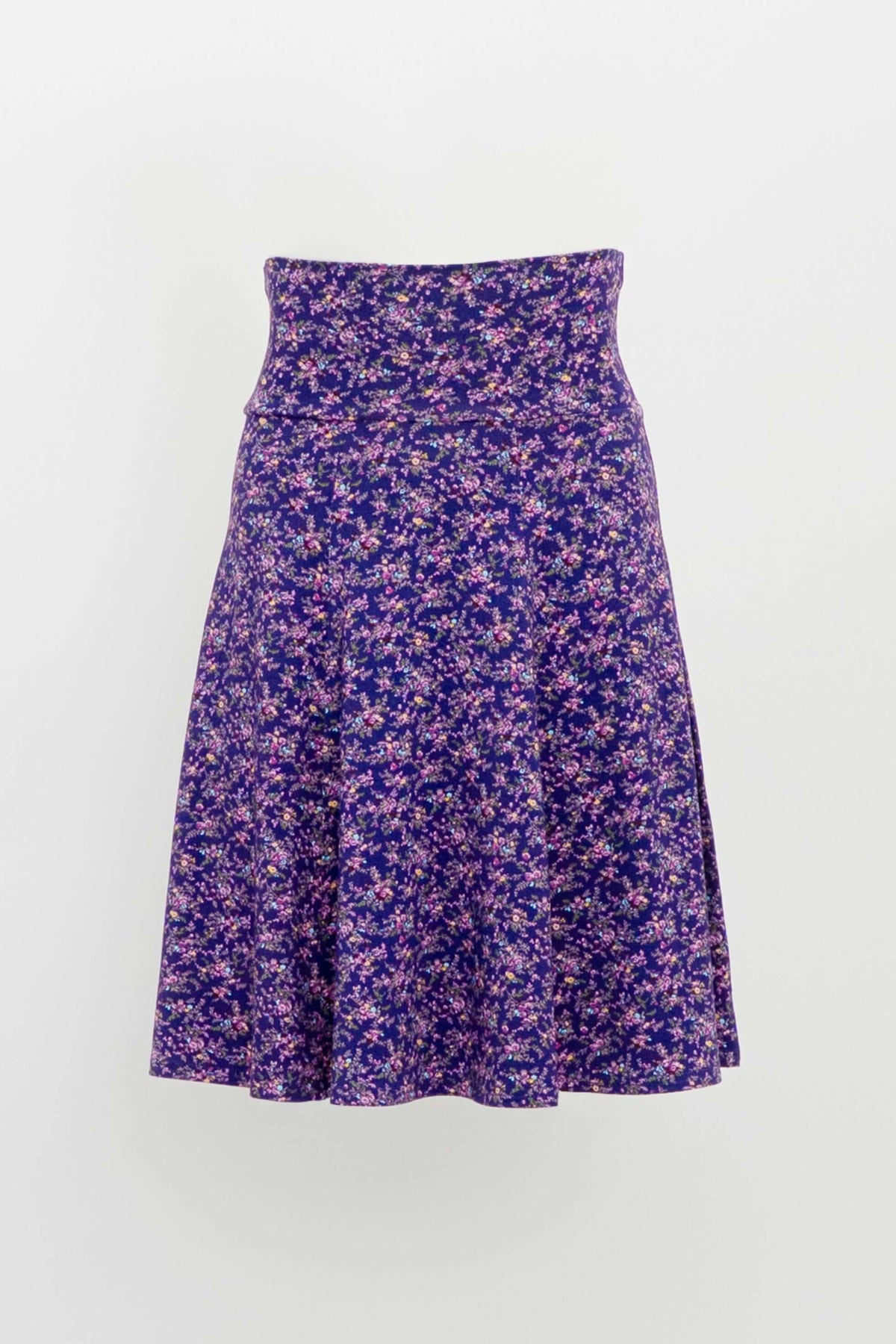 Front view of Aly Skirt in Violet Meadow floral print