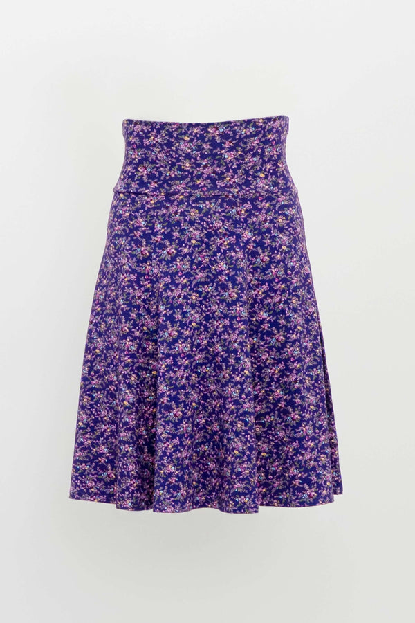 Front view of Aly Skirt in Violet Meadow floral print