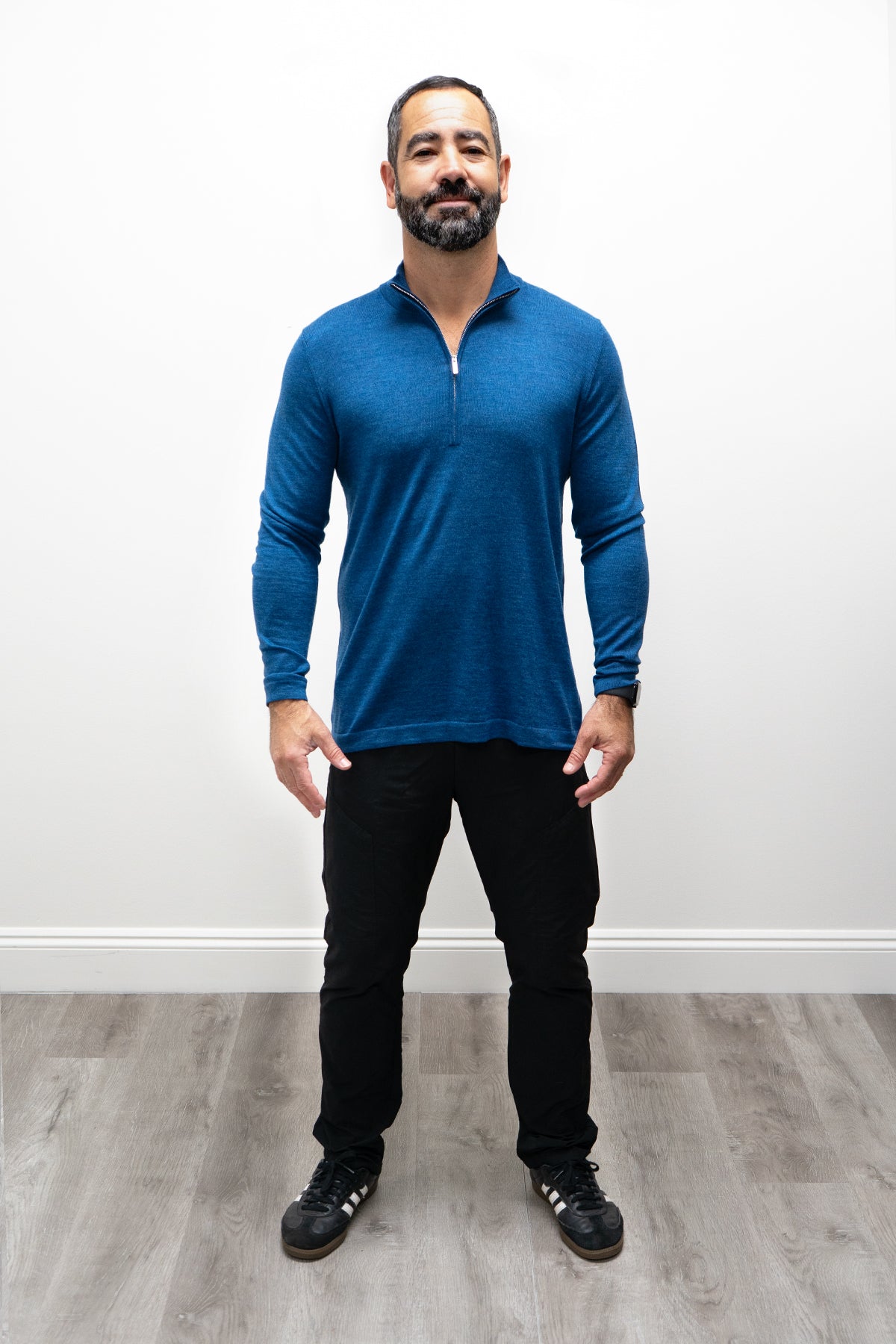 Andrew Sweater, Blue Peri, Merino Wool