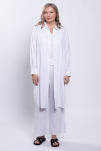 Anka Duster, White Stripe, Linen Bamboo
