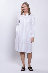 Anka Duster, White Stripe, Linen Bamboo