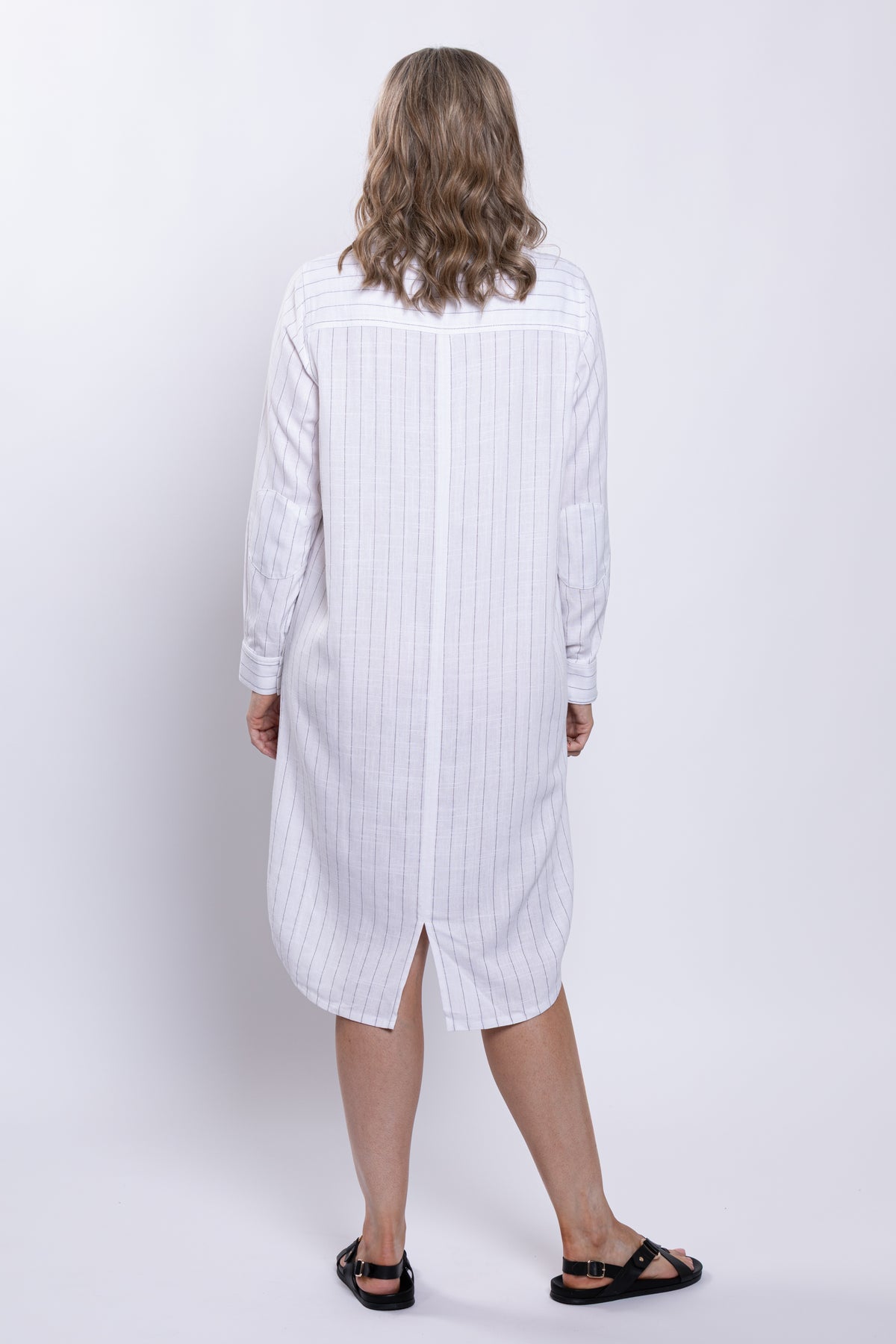 Anka Duster, White Stripe, Linen Bamboo