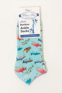 Ladies Ankle Bamboo Socks, Assorted Prints
