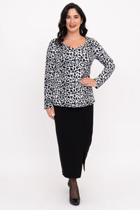 Annette L/S Top, BW Leopard, Bamboo