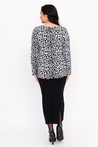 Annette L/S Top, BW Leopard, Bamboo