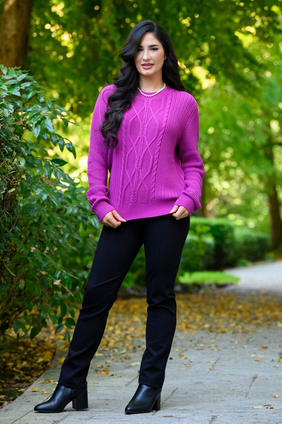 Annie Sweater, Fuchsia, Cotton