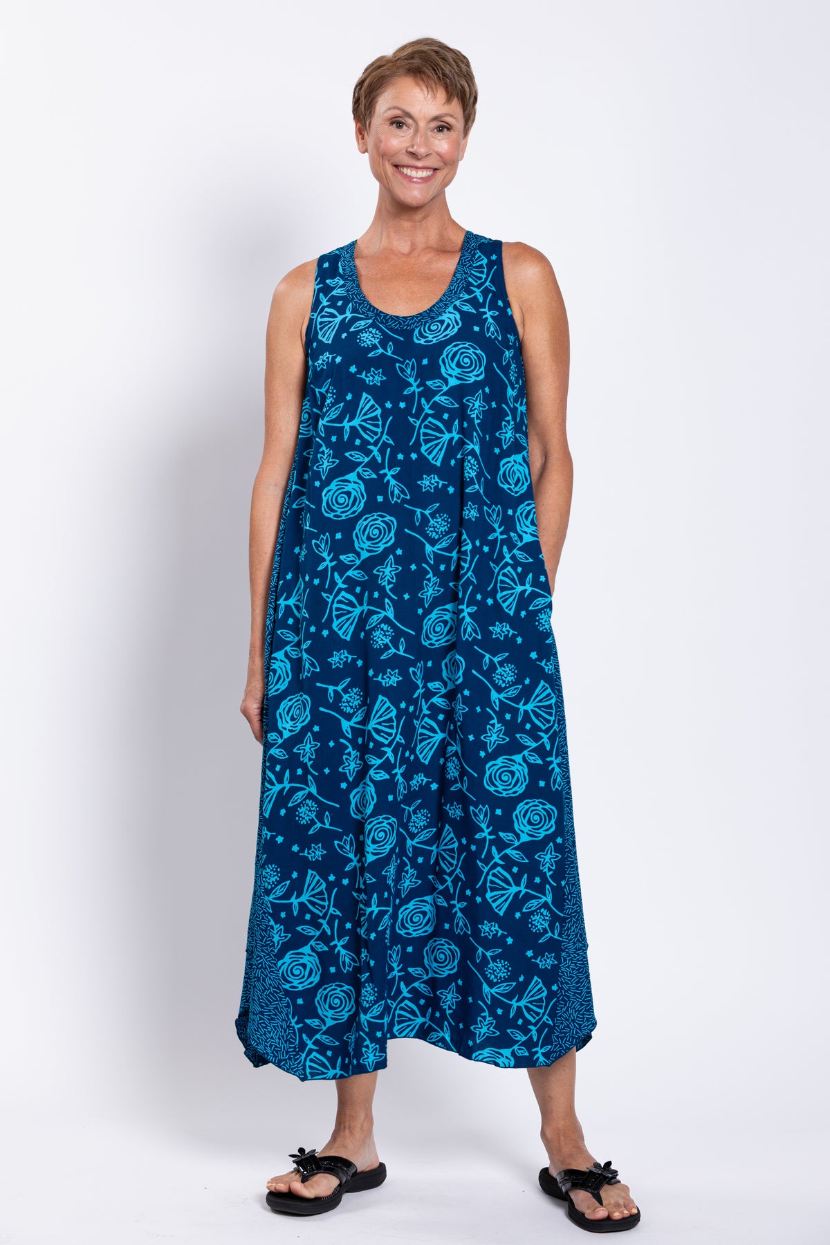 Ari Dress, Indigo Floral
