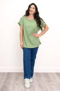 Aria Tee, Sage, Linen Viscose