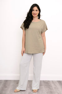 Aria Tee, Sand, Linen Viscose