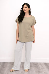 Aria Tee, Sand, Linen Viscose
