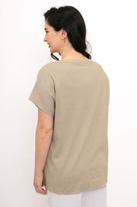 Aria Tee, Sand, Linen Viscose