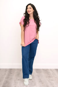 Aria Tee, Soft Pink, Linen Viscose