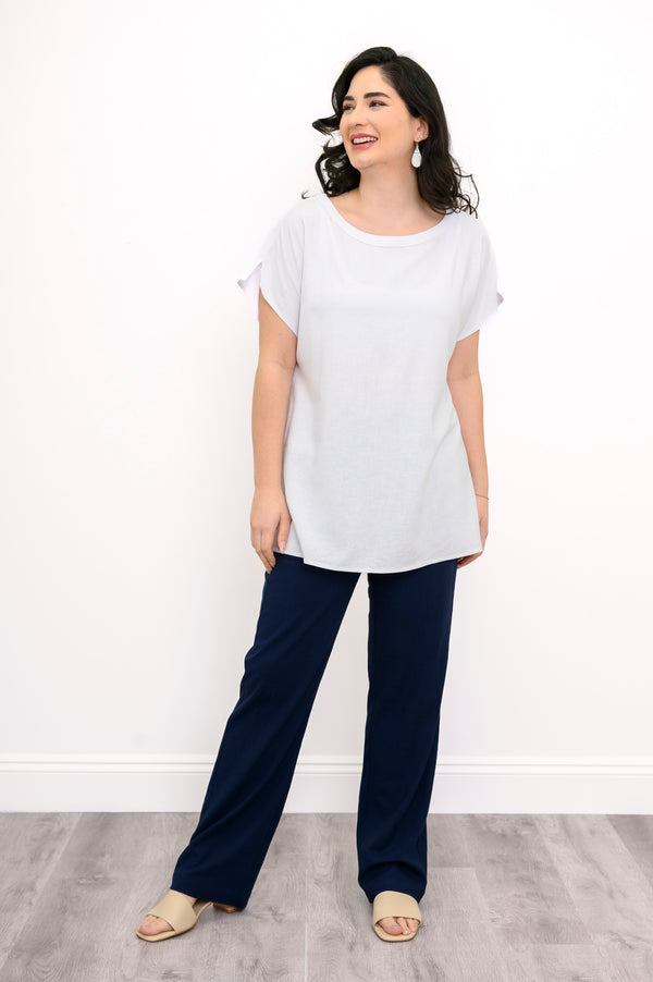 Aria Tee, White, Linen Viscose