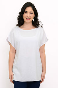 Aria Tee, White, Linen Viscose