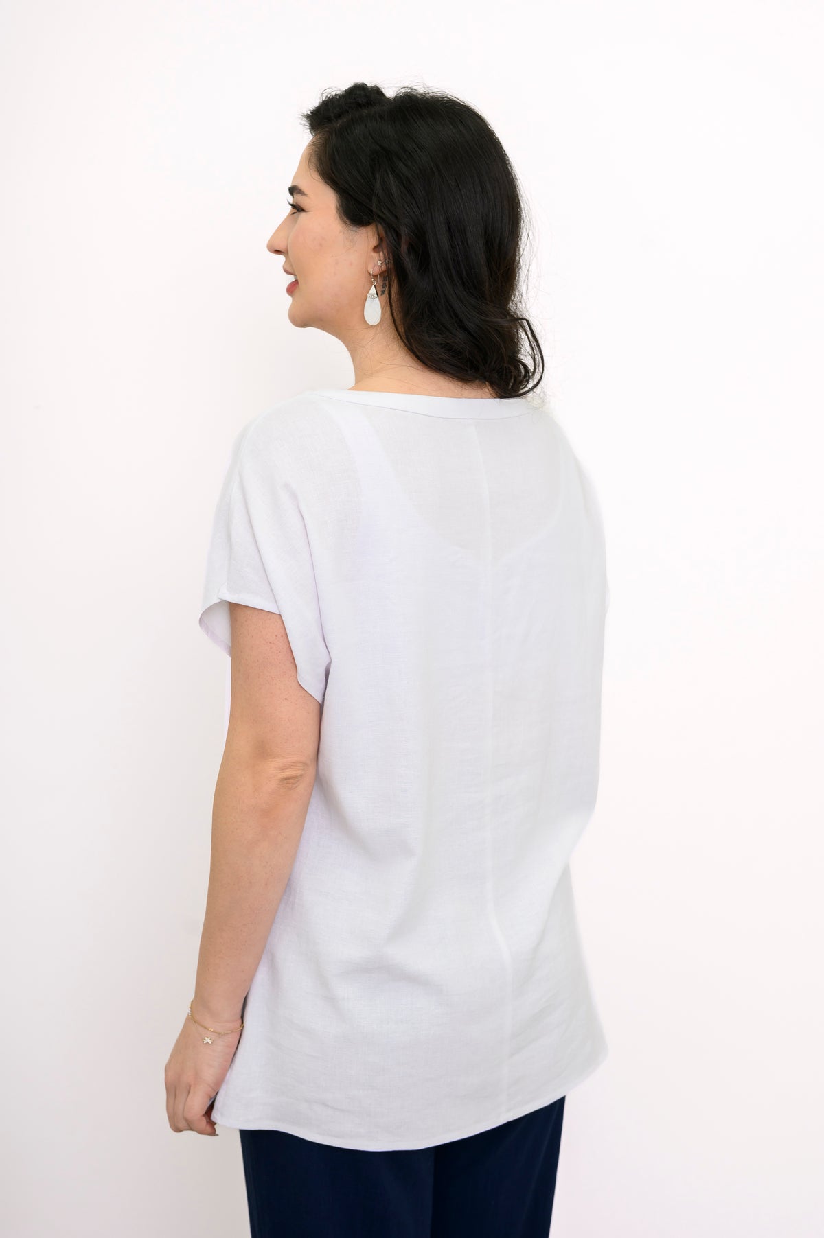 Aria Tee, White, Linen Viscose