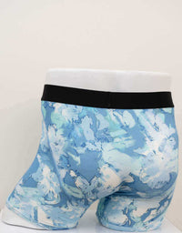 Back view of Blue Sky Guy Middle Man Underwear with blue abstract pattern