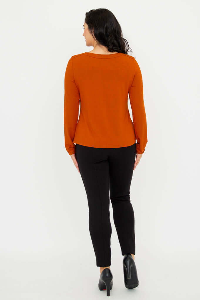 Back view of woman wearing the Mona Bamboo French Terry Tee