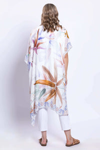Back view of Darcy Watercolour Kimono with vibrant floral pattern