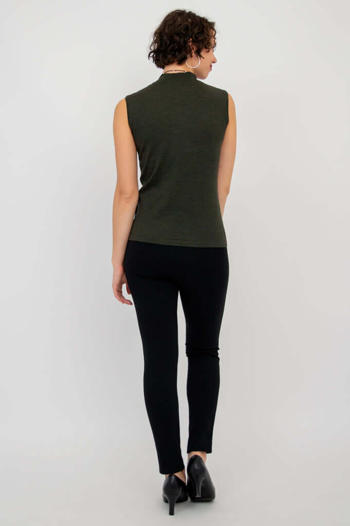 Back view of the Rita Merino Wool Sleeveless Sweater showing full length