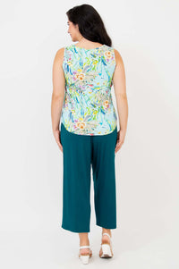 Back view of model showing the fit and pattern of the floral Ritzy Tank