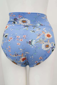 Back view of blue floral high-waisted brief on mannequin