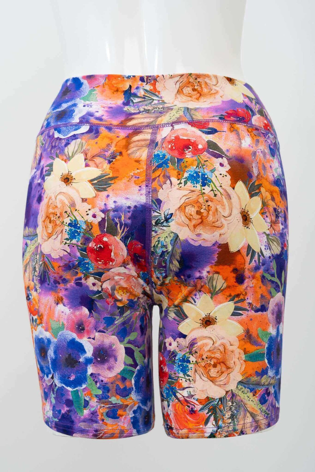 Back view of Hallie Bamboo Shorts displaying detailed floral pattern