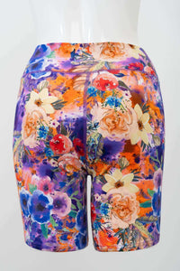 Back view of Hallie Bamboo Shorts displaying detailed floral pattern