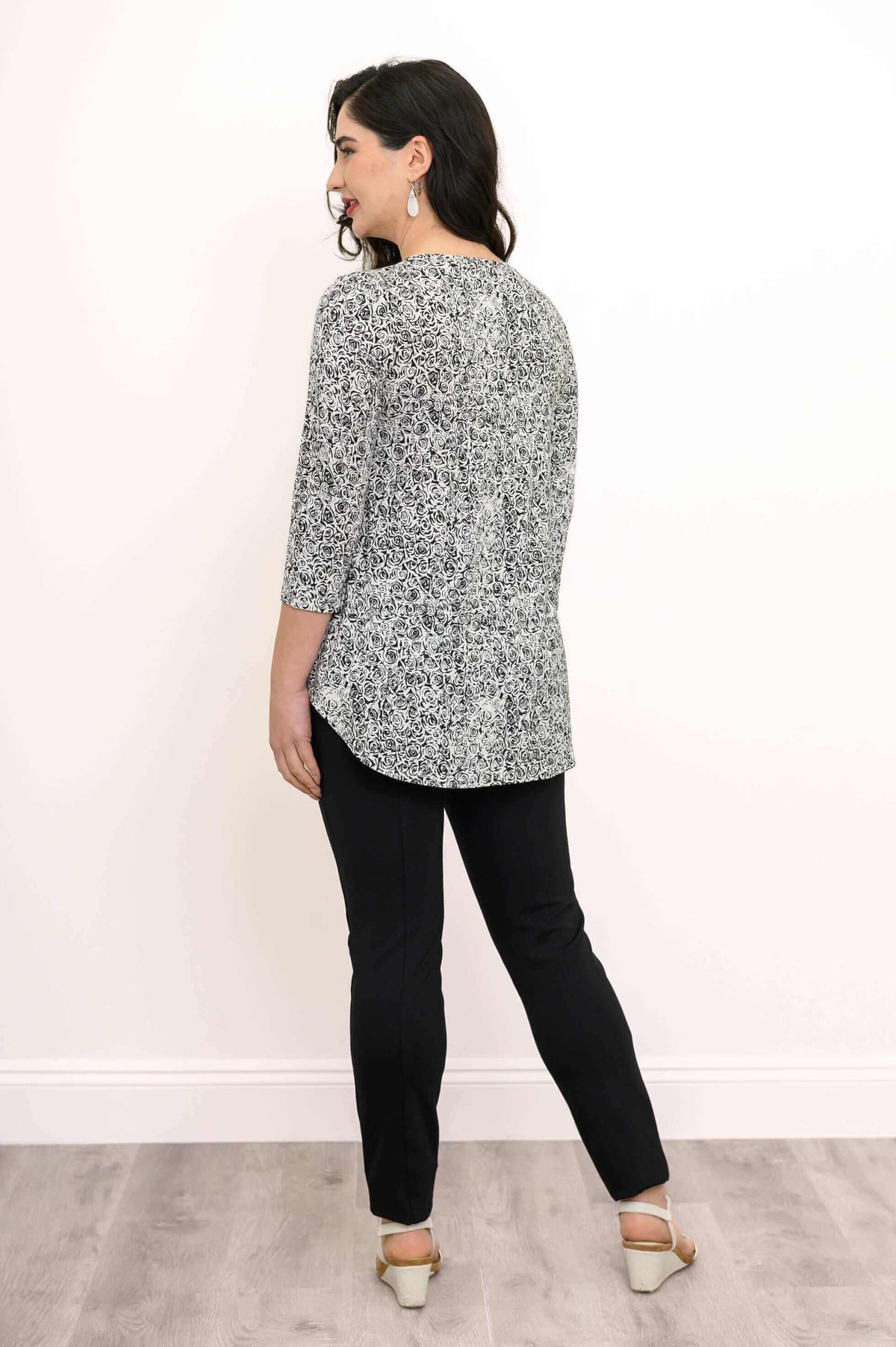 Back view of Jazz Bamboo Top highlighting rounded hemline