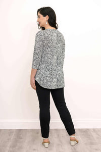 Back view of Jazz Bamboo Top highlighting rounded hemline
