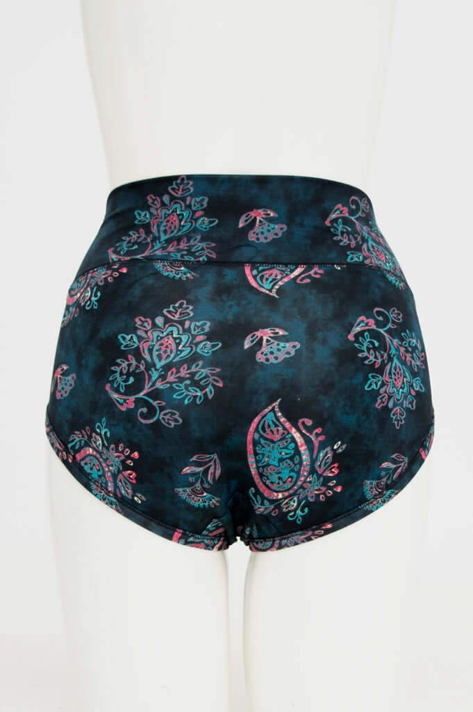 Back view of La Gaunche bamboo brief showing full coverage and print