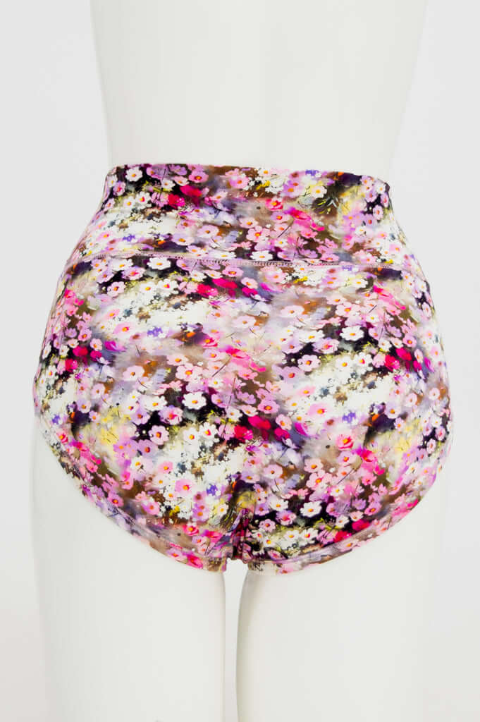 Back view of La Gaunche high-waisted floral bamboo brief on mannequin