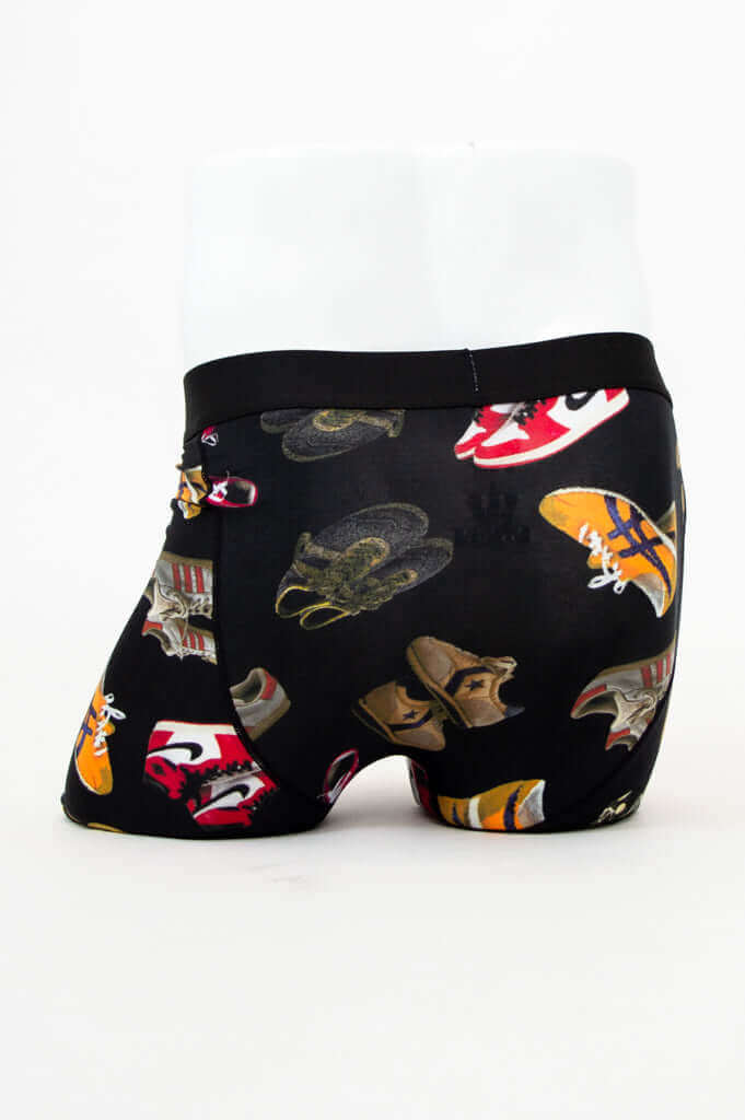 Back view of Middle Man Sneaker Print Underwear highlighting the sneaker pattern and soft bamboo fabric